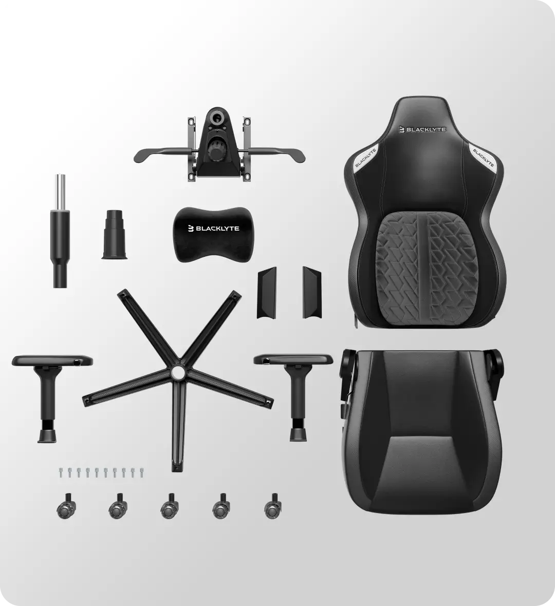 Exploded view of a Blacklyte chair