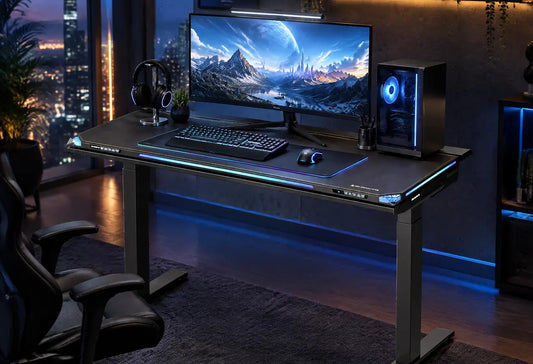 Blacklyte standing desk built for gaming setup