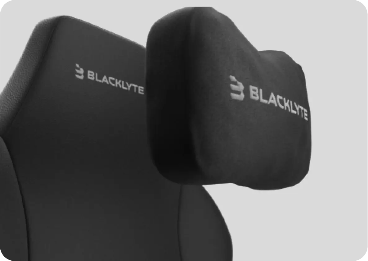 Blacklyte Athena Pro gaming chair with magnetic head and neck pillow