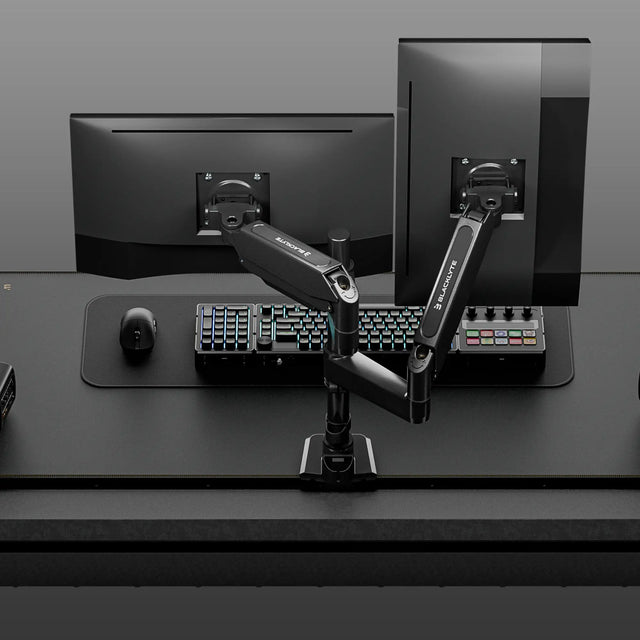 Blacklyte Atlas dual black monitor arm