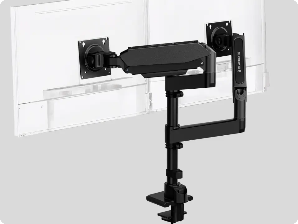 Black dual monitor arm for desk