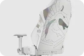 Back view of white liquid edition gaming chair