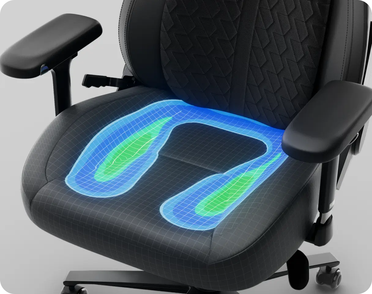Relief pressure on Kraken Pro gaming chair seat cushion