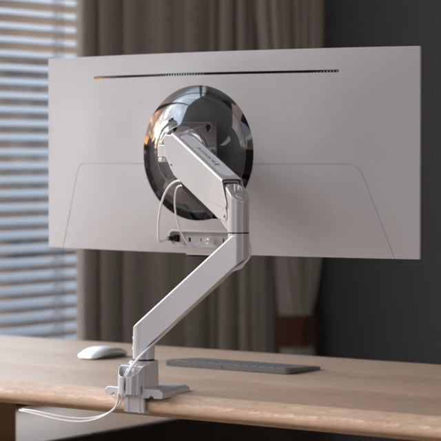 Single white monitor arm