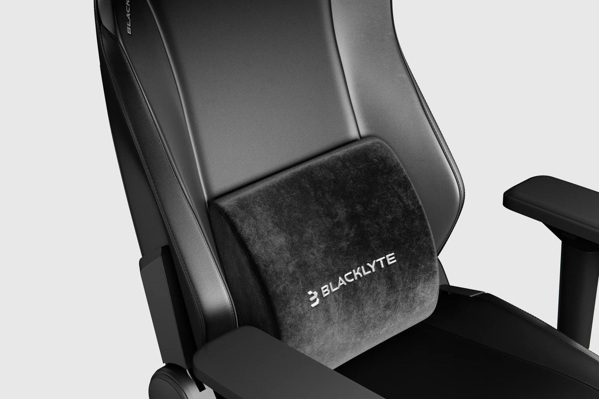 Athena black leatherette gaming chair with lumbar pillow
