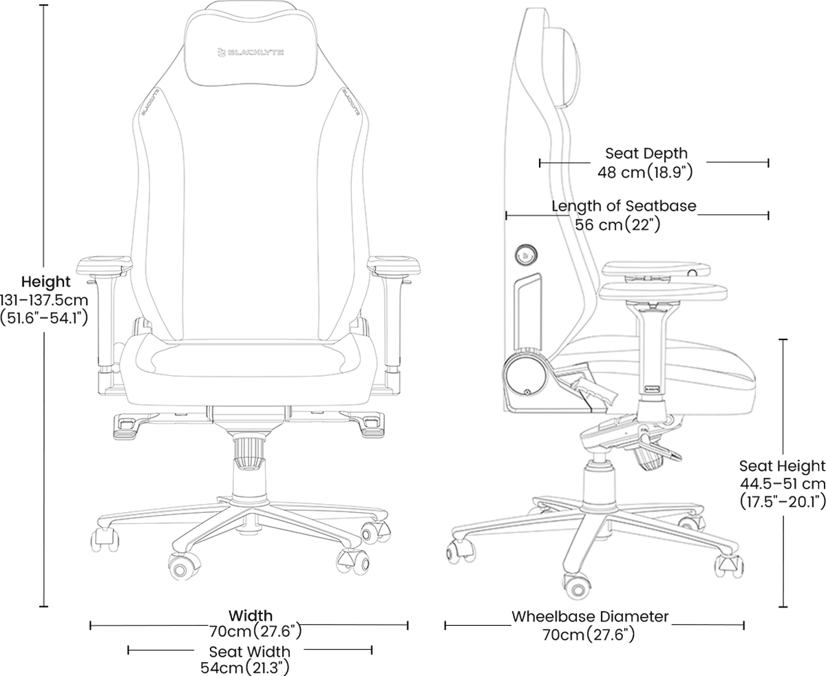 Blacklyte Athena Pro gaming chair specifications
