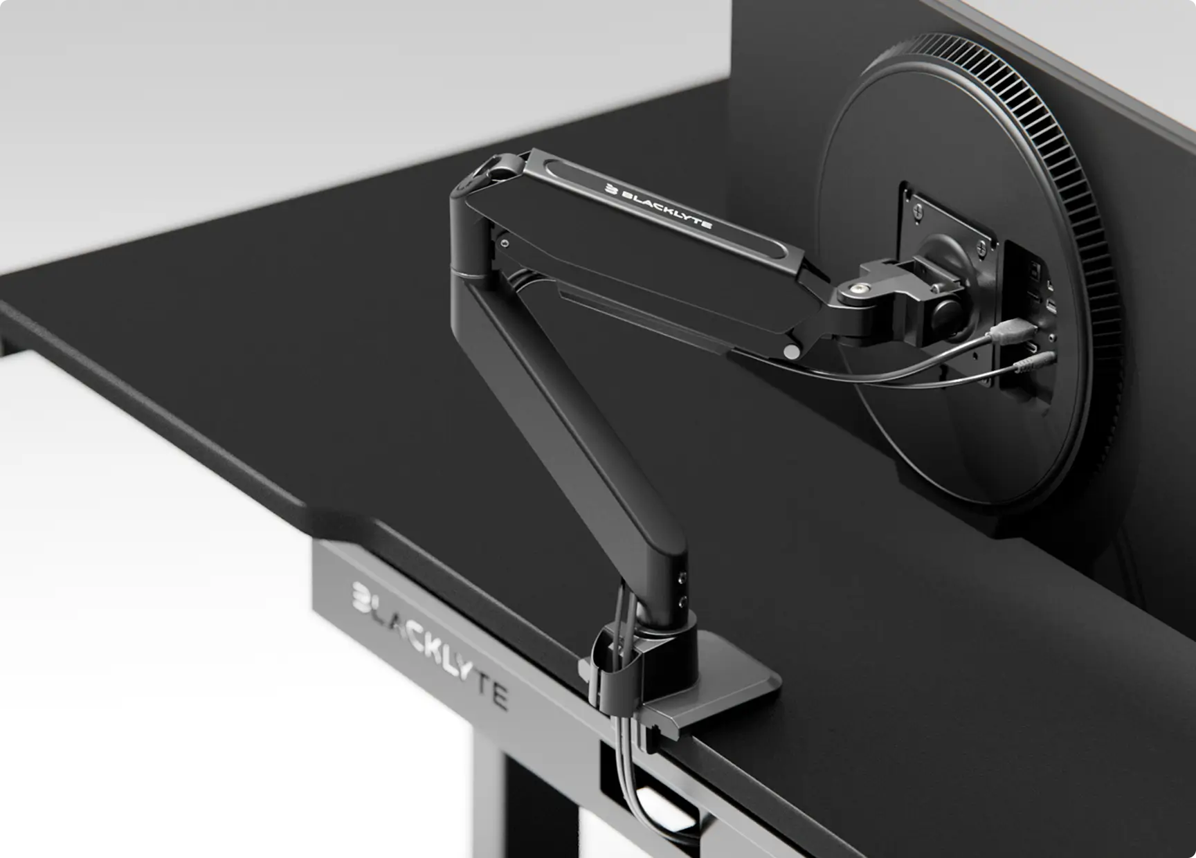 Atlas single monitor arm for Blacklyte electric gaming desk