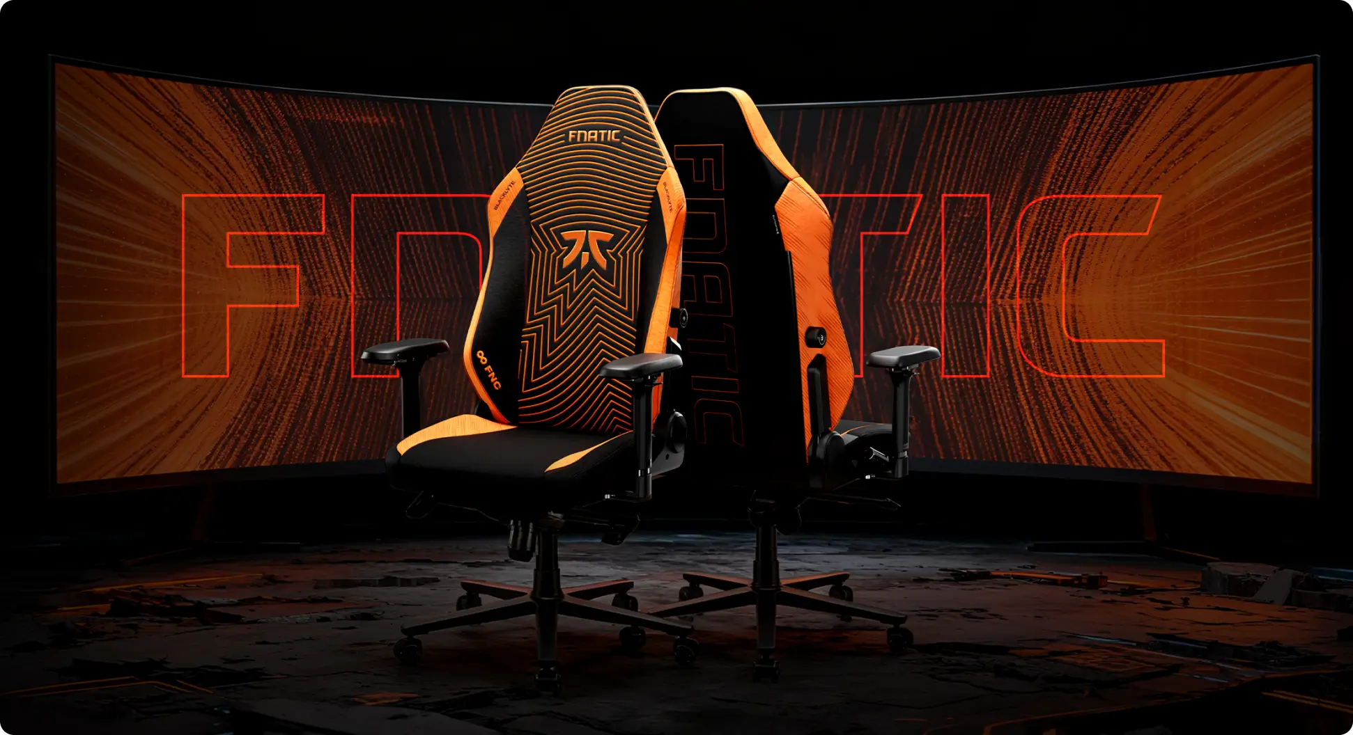 Fnatic gaming chair in black and orange colors