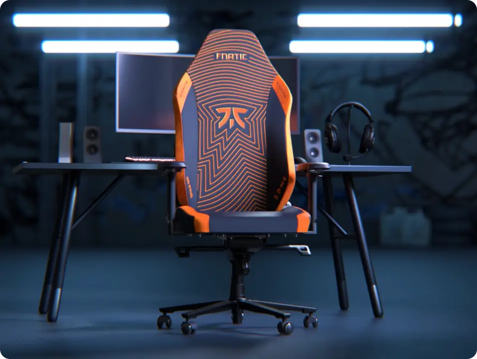 Ergonomic Fnatic gaming chair with adjustable armrests and high back