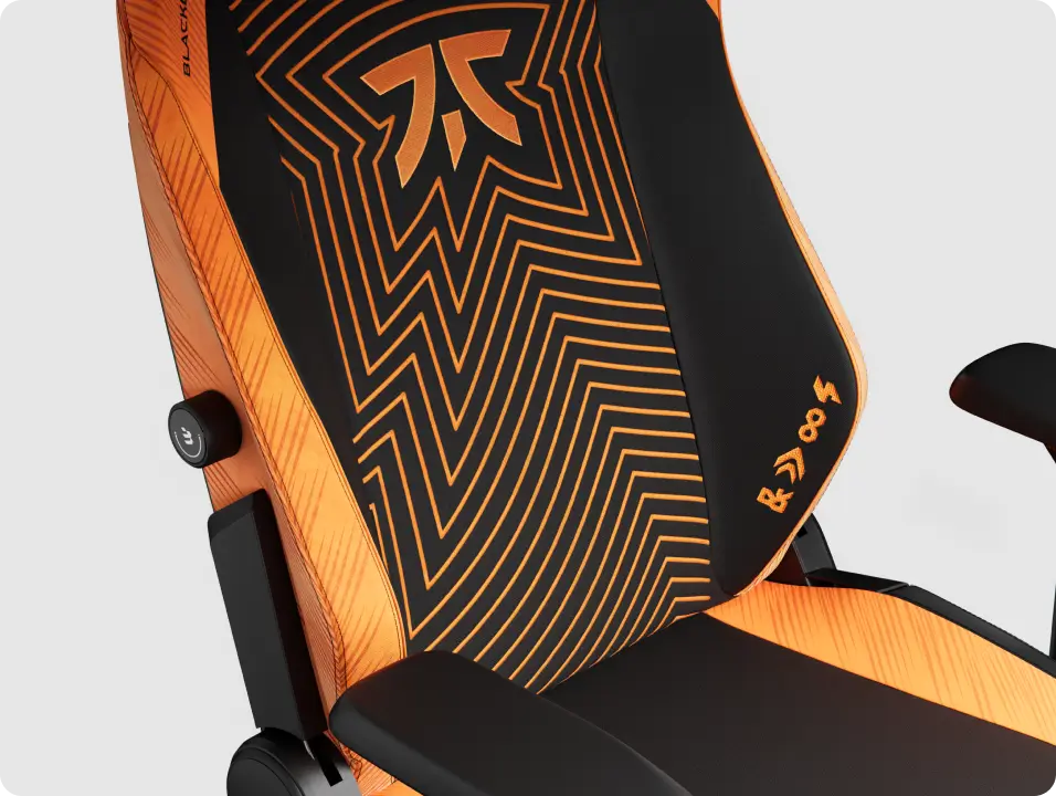 Fnatic gaming chair with lumbar support and reclining feature